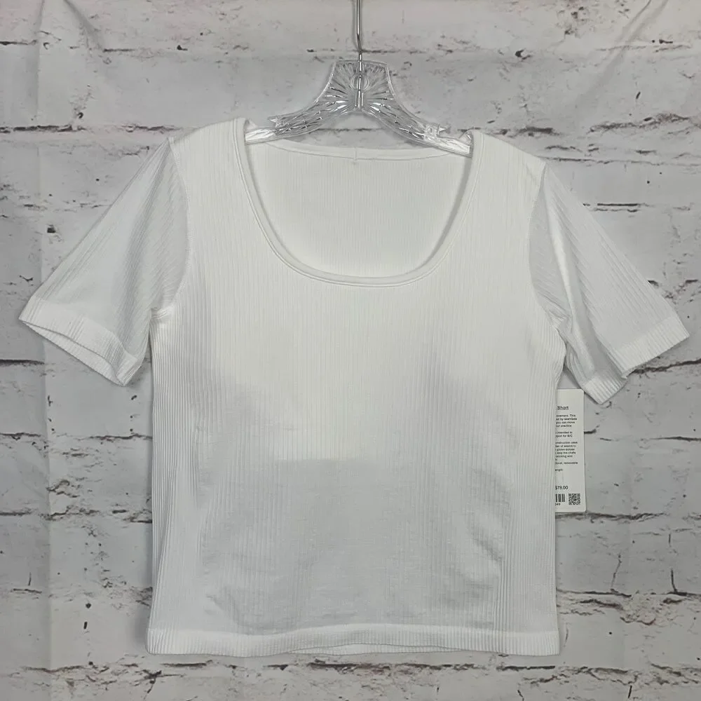 LULULEMON Ebb to Street Short Sleeve Shirt Women's 14 White Workout Tee T-shirt - Picture 1 of 7